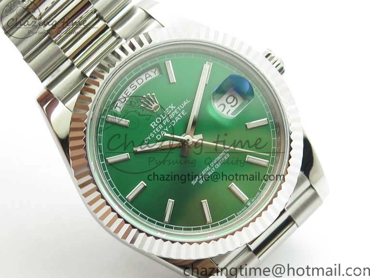 on SS SS Dial Day-Date Dial Green 904 New Markers Bracelet A2836 228239 Version BP 40mm President Stick 0313